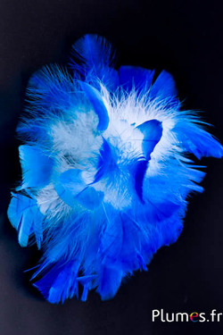 Pute Strähne - diam. 18 cm - weiss-türkis-blau